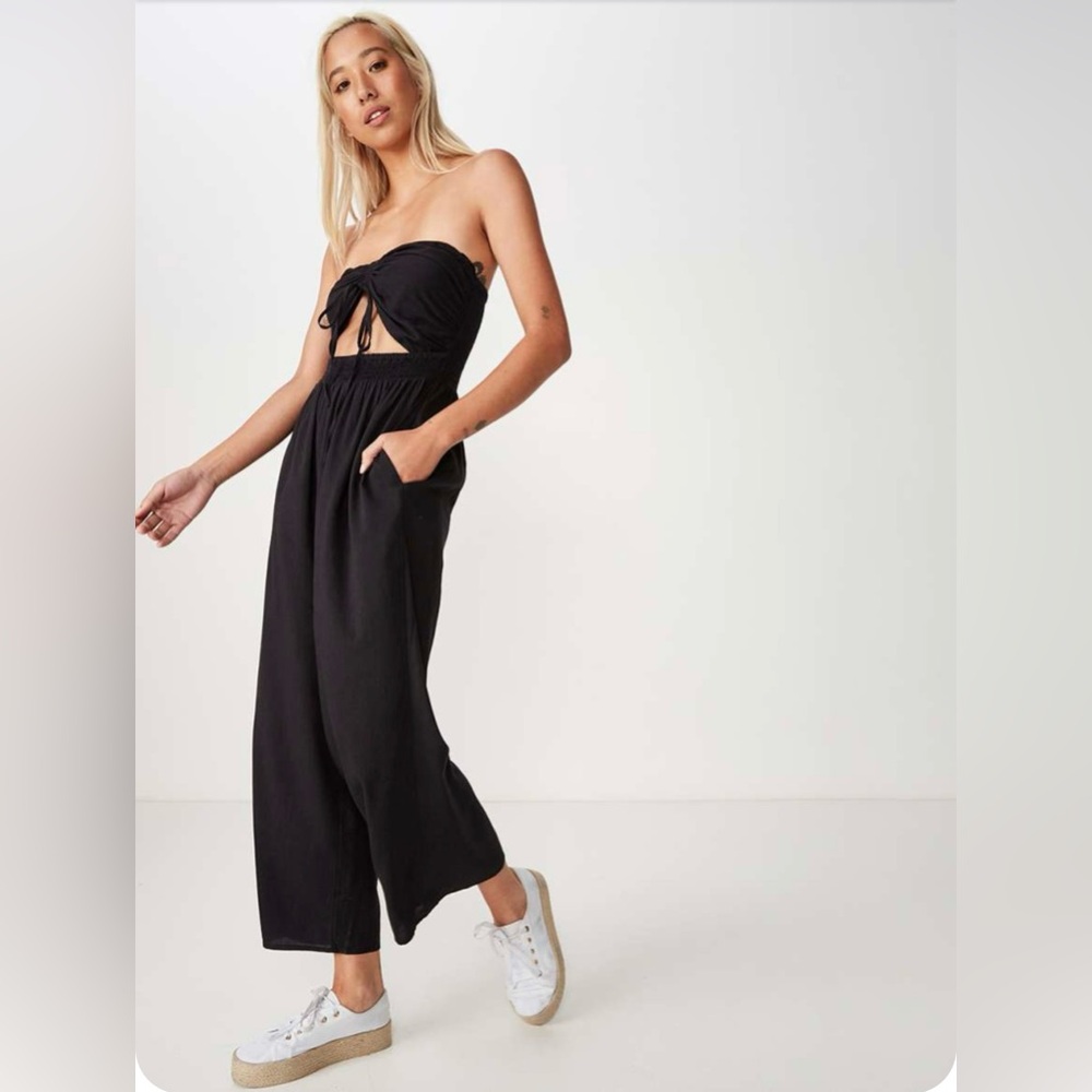 NWT Cotton On Black Woven Strapless Jumpsuit